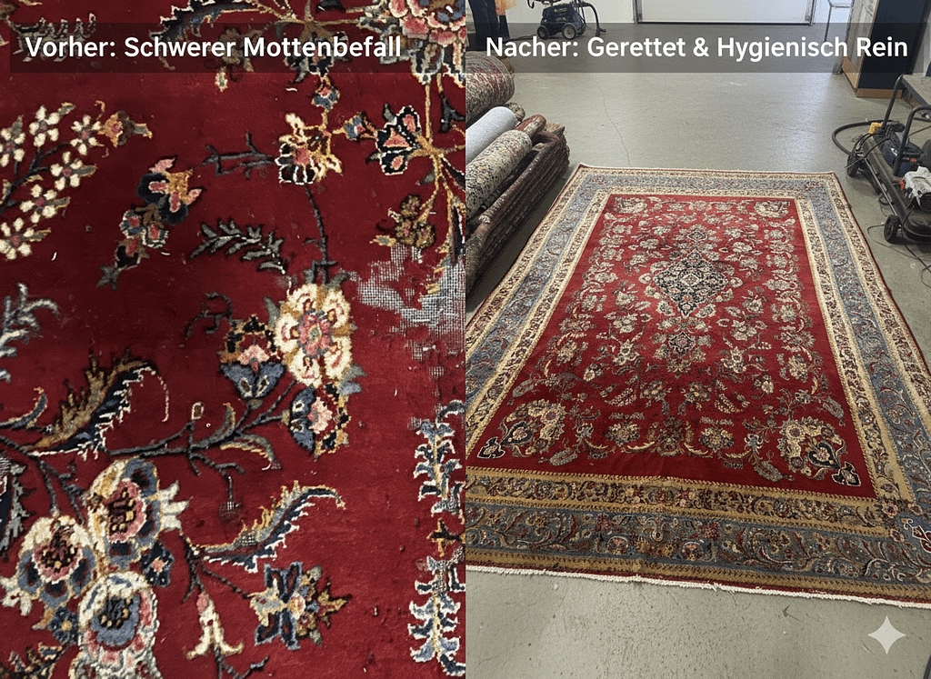 Orientteppich nach Mottenbefall – professionelle Mottenbekämpfung und Teppichreinigung bei Atw KIA UG Aachen