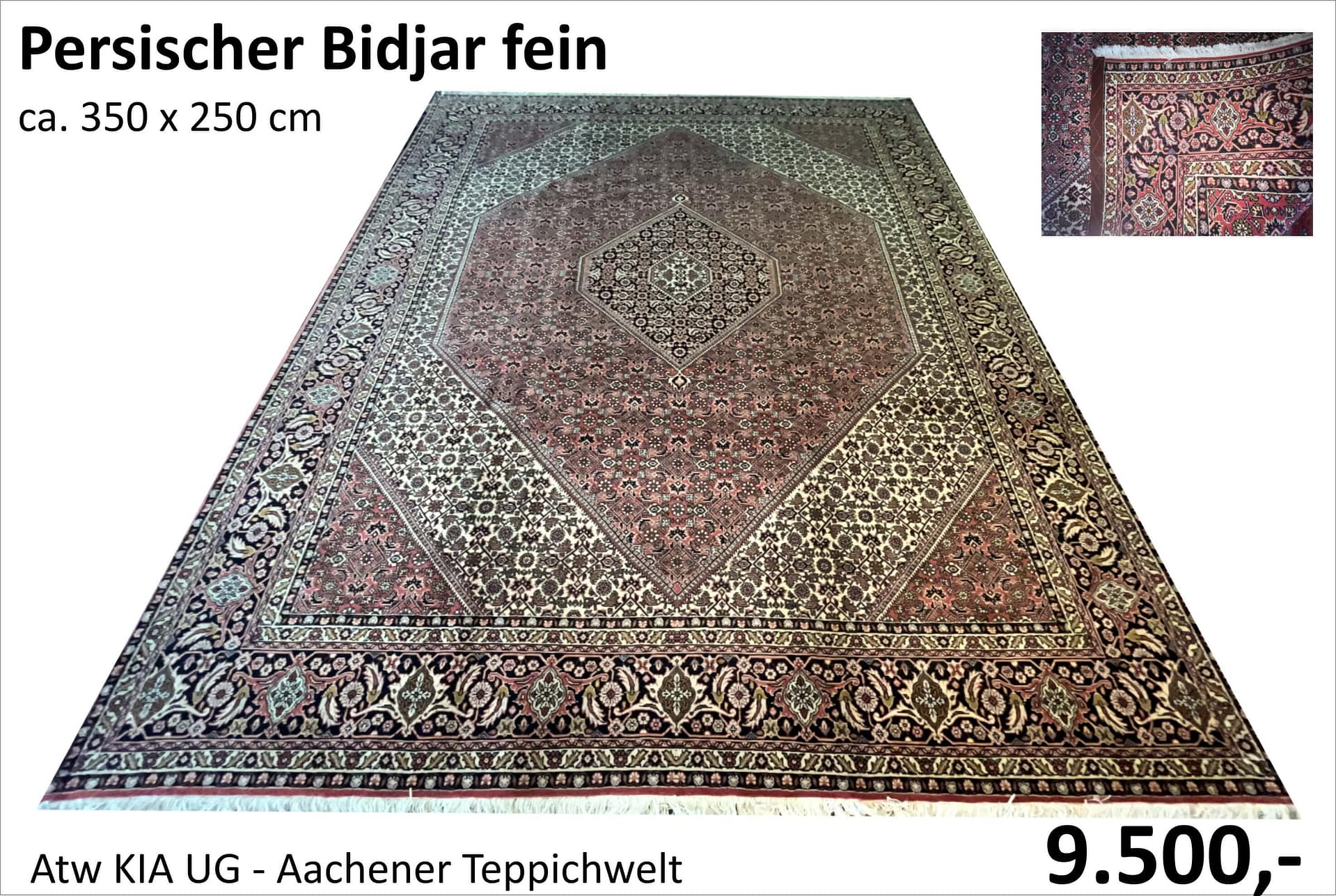Persischer Bidjar Zandjan fein 350 x 250 cm – hochwertiges Sammlerstück bei ATW KIA Teppichhandel Aachen für 9.500 Euro
