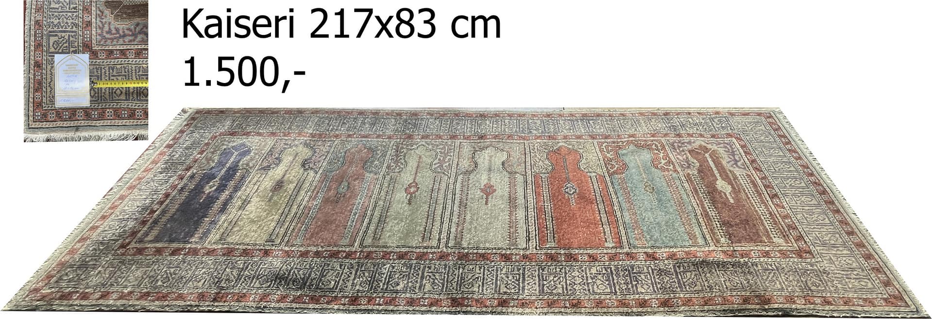 Kaiseri Teppich 217 x 83 cm – handgeknüpfter Orientteppich bei ATW KIA Teppichhandel Aachen für 1.500 Euro