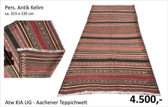 Antiker Kelim 315 x 135 cm – seltenes Sammlerstück bei ATW KIA Teppichhandel Aachen für 4.500 Euro